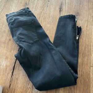 BlankNYC The Bond Coated Skinny Jeans black zip up ankle